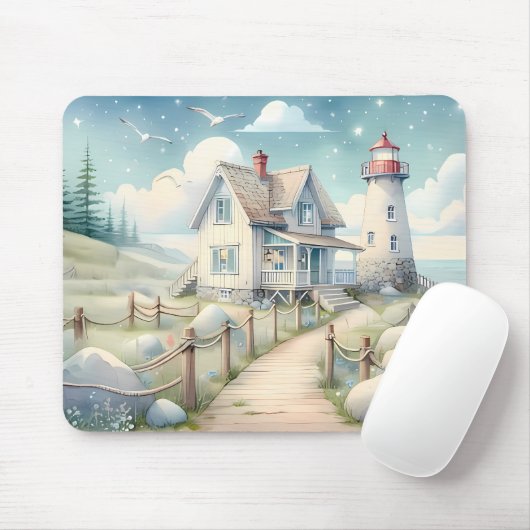 Traumhaftes Pastel Lighthouse am Meer Mousepad (Mit Mouse)