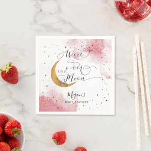 Traumhaftes rosa Gold über der Mond-Babydusche Serviette