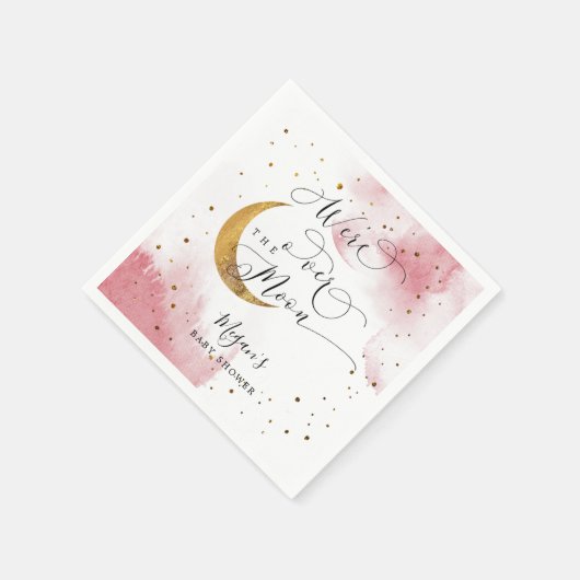 Traumhaftes rosa Gold über der Mond-Babydusche Serviette (Ecke)