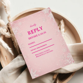 Traumhaftes Rosa-Schneeflocken-Winter-Serenität RSVP Karte