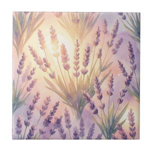 Traumhaftes Wasserfarben-Lavendel-Lila-Blumenmuste Fliese