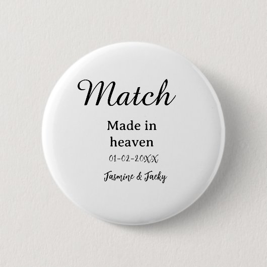Traumhochzeit Name Datum einfache Kalligrafie Button (Vorderseite)