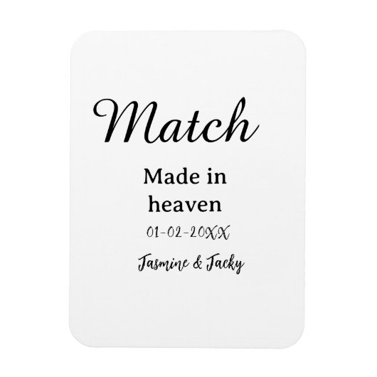 Traumhochzeit Name Datum einfache Kalligrafie Magnet (Vertikal)