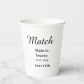 Traumhochzeit Name Datum einfache Kalligrafie Pappbecher (Rückseite)