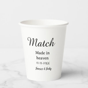 Traumhochzeit Name Datum einfache Kalligrafie Pappbecher