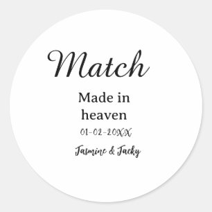 Traumhochzeit Name Datum einfache Kalligrafie Runder Aufkleber