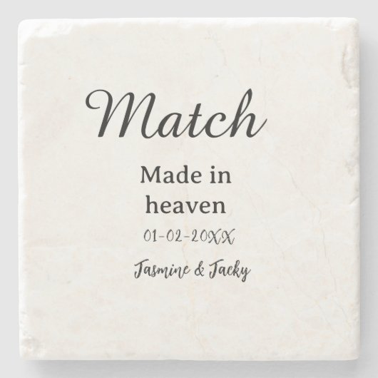 Traumhochzeit Name Datum einfache Kalligrafie Steinuntersetzer (Vorderseite)