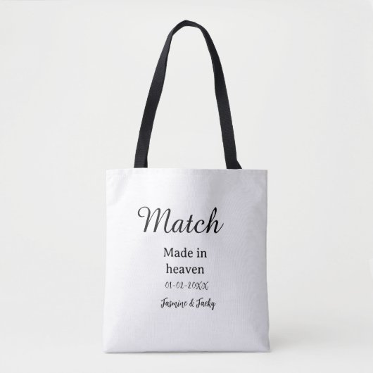 Traumhochzeit Name Datum einfache Kalligrafie Tasche (Vorderseite)