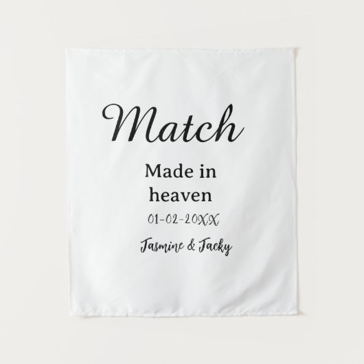 Traumhochzeit Name Datum einfache Kalligrafie Wandteppich (Vorderseite)