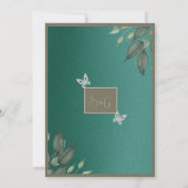 Traumiger smaragdgrüner Glitzer Blattwerk Hochzeit Einladung (Rückseite)