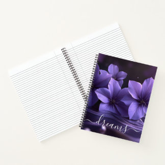 Traumjournal Lila Blumen Benutzerdefiniert Notizblock