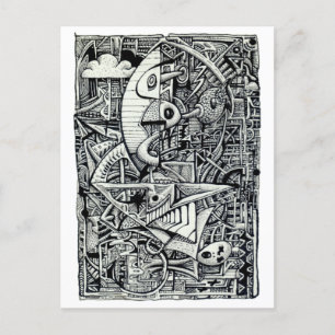 Traumkammer, Tinte zeichnend Postkarte