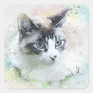Traumkatzensticker Quadratischer Aufkleber