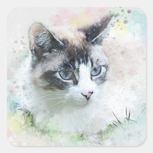 Traumkatzensticker Quadratischer Aufkleber (Vorderseite)