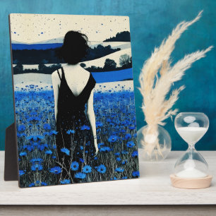 Traumlandschaft Blaues Wildblumenfeld Wandkunst – Fotoplatte