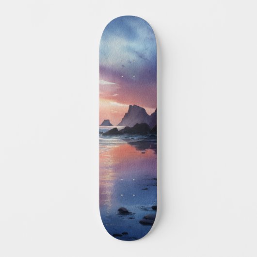 Traumlandschaft Küsten-Sonnenuntergangs-Deck Skateboard (Vorderseite)