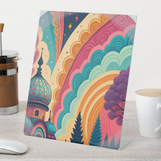 Traumlandschaft Regenbogen-Dome-Podest-Schild – An Sockelschild