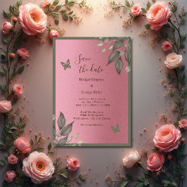 träumlich rosa Glitzer Blattwerk Hochzeit sicher d Einladung