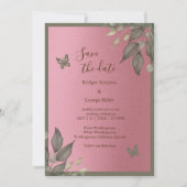 träumlich rosa Glitzer Blattwerk Hochzeit sicher d Einladung (Vorderseite)