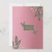träumlich rosa Glitzer Blattwerk Hochzeit sicher d Einladung (Rückseite)