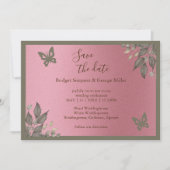 träumlich rosa Glitzer Blattwerk Hochzeit sicher d Einladung (Vorderseite)