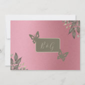 träumlich rosa Glitzer Blattwerk Hochzeit sicher d Einladung (Rückseite)