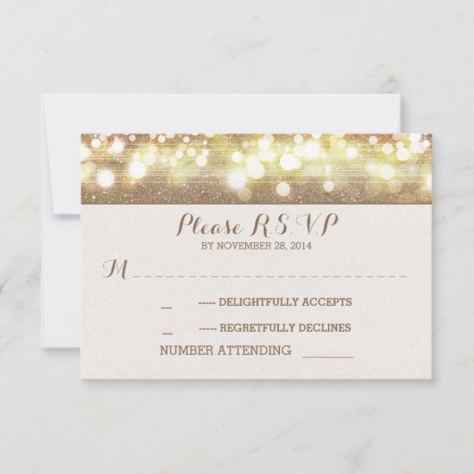 träumlicher Glitzer-Saitenlichtszene romantische H RSVP Karte (Vorderseite)