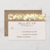 träumlicher Glitzer-Saitenlichtszene romantische H RSVP Karte (Vorne/Hinten)