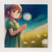 träumliches kleines Mädchen auf dem Sommerfeld Puzzle (Vertikal)