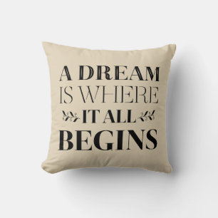 Traummotivationszitat, Erfolgsattitüde Beige Kissen