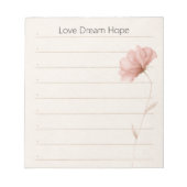 Traumnotizen Liebe Hoffnung Rosa Blume Notizblock (Vorderseite)