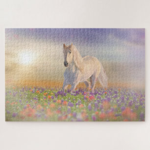 Traumpferd durch Blume laufen Puzzle