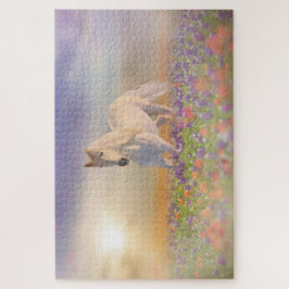 Traumpferd durch Blume laufen Puzzle