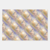 Traumpferd durch die Wiese rosa Blume Geschenkpapier Set (Vorderseite)