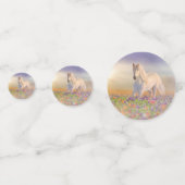 Traumpferd durch rosa Wiese Konfetti (Rückseiten)