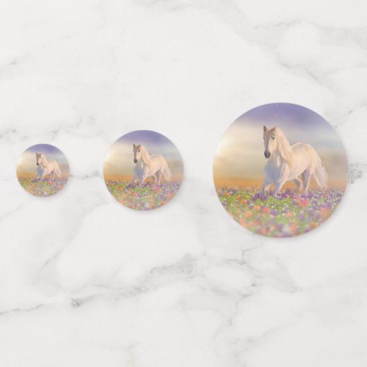 Traumpferd durch rosa Wiese Konfetti (Rückseiten)