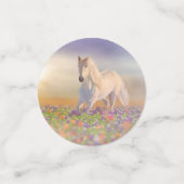 Traumpferd durch rosa Wiese Konfetti (Klein Vorderseite)