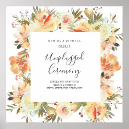 Traumpfirsich Unplugged Wedding Zeremony Sign Poster