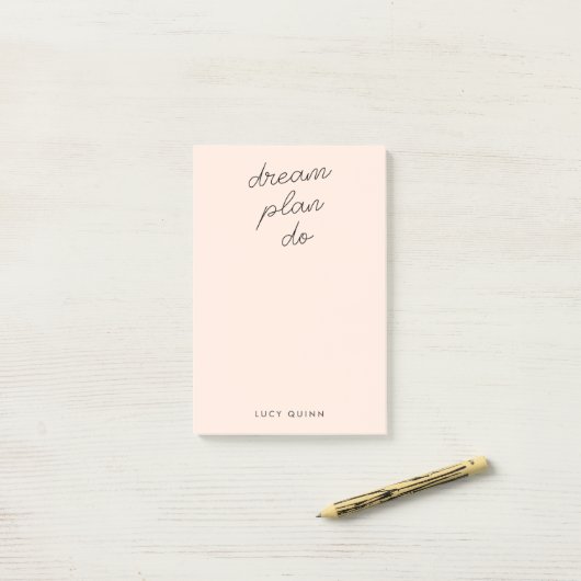 Traumplan Do | Blush Pink Modernes, stilvolles Skr Post-it Klebezettel (Auf Schreibtisch)