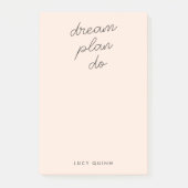 Traumplan Do | Blush Pink Modernes, stilvolles Skr Post-it Klebezettel (Vorderseite)