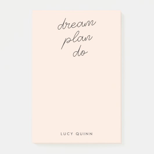 Traumplan Do | Blush Pink Modernes, stilvolles Skr Post-it Klebezettel (Vorderseite)