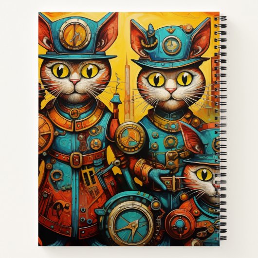Traumplan. Empfohlen. Fun Steampunk Cats Notizblock (Rückseite)