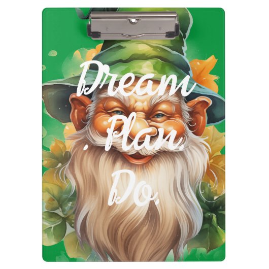 Traumplan. Empfohlen. Leprechaun Klemmbrett (Vorderseite)