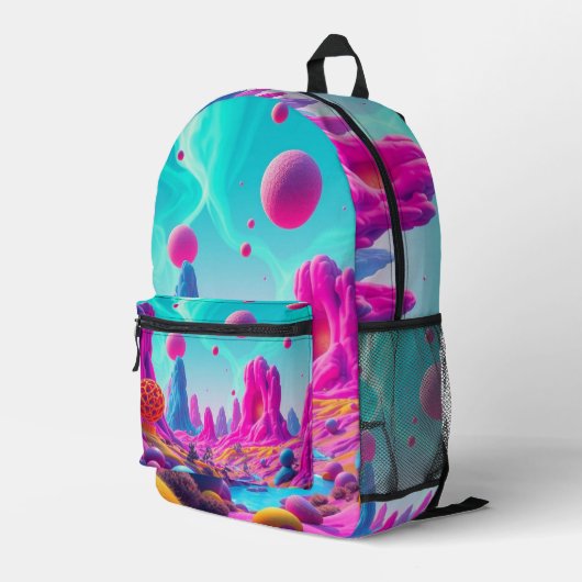 Traumplanet der Farben – Jenseits der Realität Bedruckter Rucksack (Rückseitige Ecke Rechts)