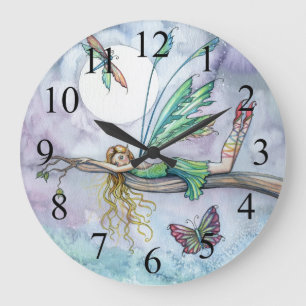 Traumplatz Bunte Fee und Schmetterling Uhr