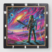 Traumreise durch den Weltraum Quadratische Wanduhr (Vorderseite)