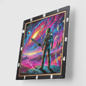 Traumreise durch den Weltraum Quadratische Wanduhr (Winkel)