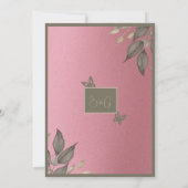Traumrosa Glitzer Blattwerk Hochzeit Einladung (Rückseite)