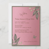 Traumrosa Glitzer Blattwerk Hochzeit Einladung (Vorderseite)