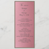 Traumrosa Glitzer Hochzeitsmenü & Programm (Vorderseite)